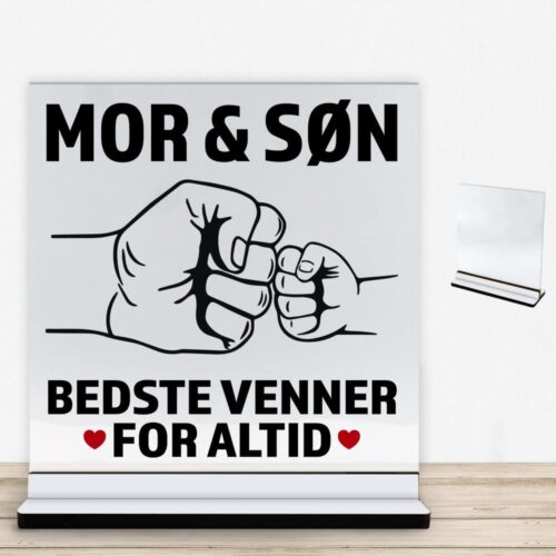 Alternative view of Bedste venner for altid - mor | Glasskilt inkl. fod med farvet overflade