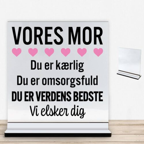 Alternative view of Min mor er verdens bedste | Glasskilt inkl. fod med farvet overflade
