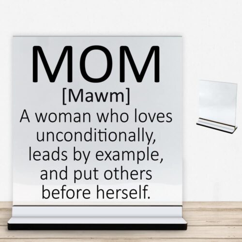 Mom [mawm] | Glasskilt inkl. fod med farvet overflade
