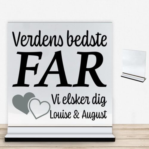 Verdens bedste far... - design 3 | Glasskilt inkl. fod med farvet overflade - Image 2