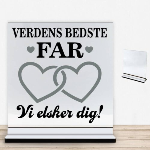 Verdens bedste far - design 4 | Glasskilt inkl. fod med farvet overflade - Image 2