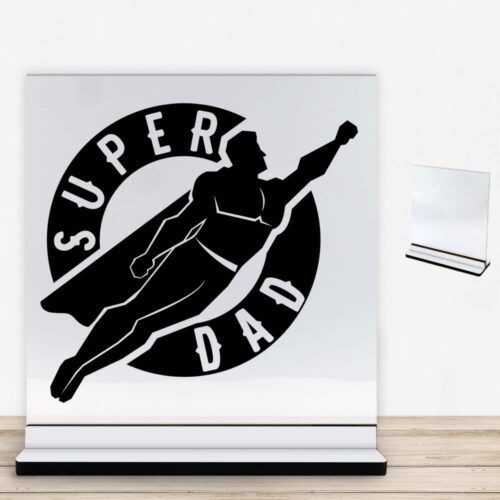 Super dad | Glasskilt inkl. fod med farvet overflade