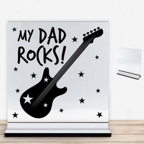 My dad rocks | Glasskilt inkl. fod med farvet overflade