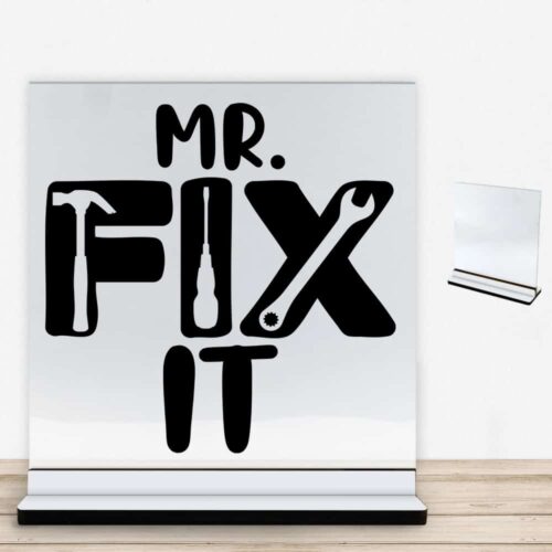 Mr. fix it | Glasskilt inkl. fod med farvet overflade