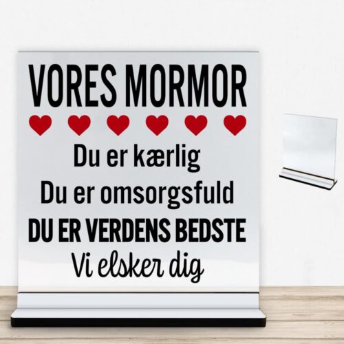 Min mormor er verdens bedste | Glasskilt inkl. fod med farvet overflade - Image 2