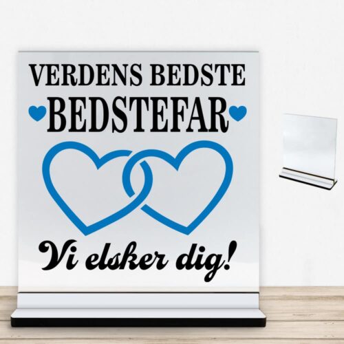 Verdens bedste bedstefar - design 2 | Glasskilt inkl. fod med farvet overflade - Image 2
