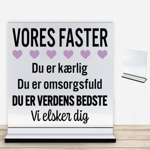 Min faster er verdens bedste | Glasskilt inkl. fod med farvet overflade - Image 2