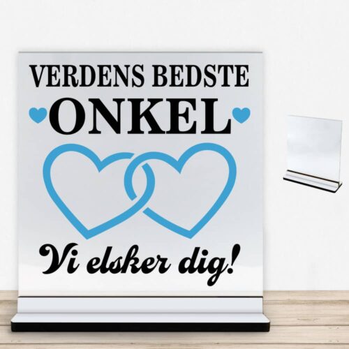 Verdens bedste onkel - design 2 | Glasskilt inkl. fod med farvet overflade - Image 2