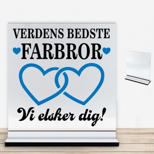 Alternative view of Verdens bedste farbror - design 2 | Glasskilt inkl. fod med farvet overflade