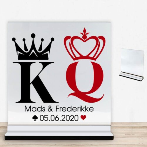 King & Queen design 1 | Glasskilt inkl. fod med farvet overflade