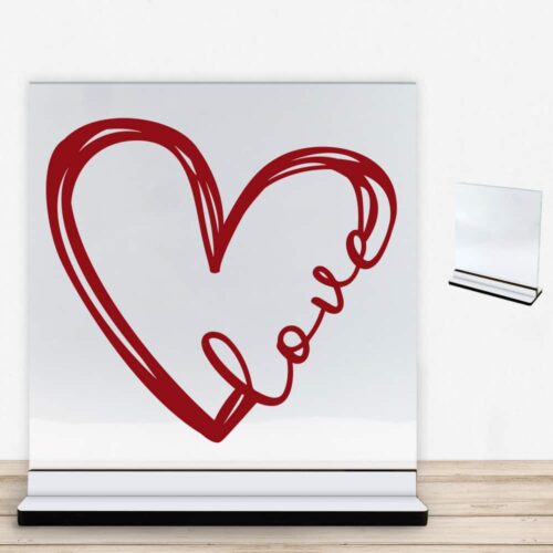 Love heart | Glasskilt inkl. fod med farvet overflade