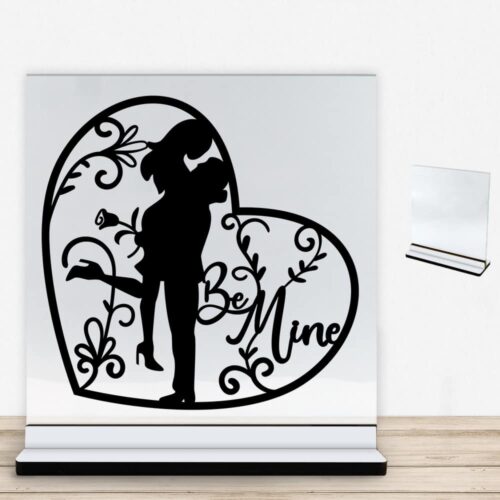 Be mine | Glasskilt inkl. fod med farvet overflade