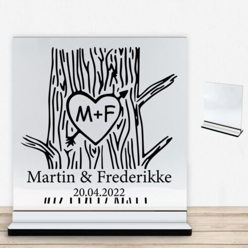 Love tree | Glasskilt inkl. fod med farvet overflade