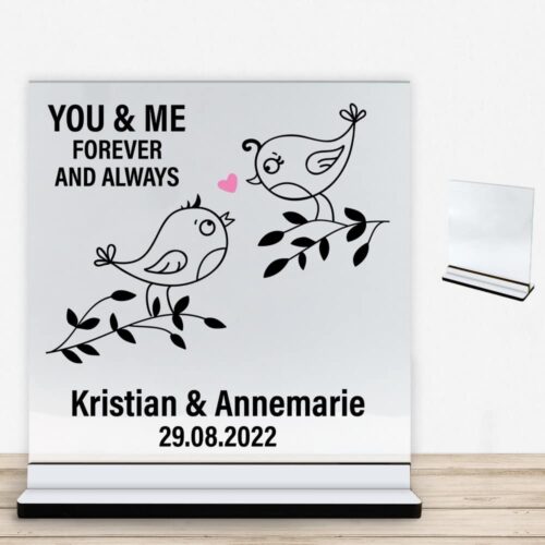 You & me forever and always | Glasskilt inkl. fod med farvet overflade