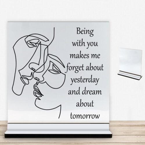 Being with you... | Glasskilt inkl. fod med farvet overflade