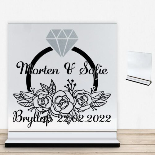 Bryllup #3 | Glasskilt inkl. fod med farvet overflade