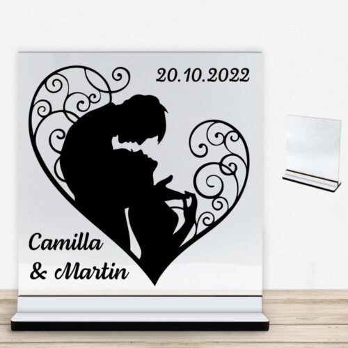 Be mine #2 | Glasskilt inkl. fod med farvet overflade