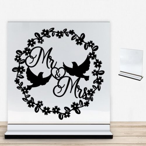 Mr & Mrs #1 | Glasskilt inkl. fod med farvet overflade