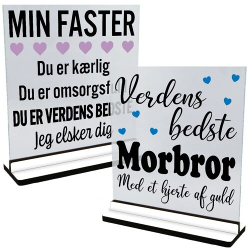 Andre familiemedlemmer | Glasskilte inkl. fod (farvet overflade)