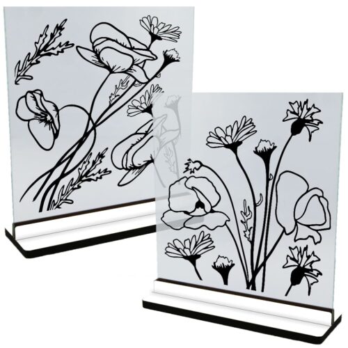 Blomster & natur | Glasskilte inkl. fod (farvet overflade)