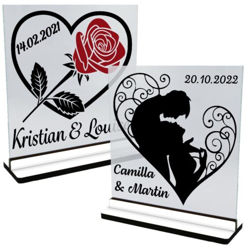 Kærlighed | Glasskilte inkl. fod (farvet overflade)