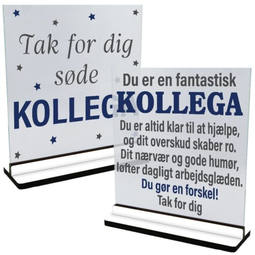 Kollega | Glasskilte inkl. fod (farvet overflade)