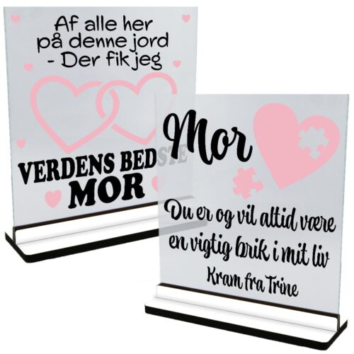 Mor | Glasskilte inkl. fod (farvet overflade)