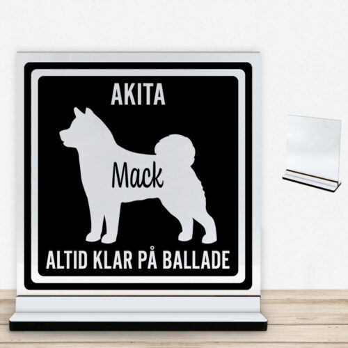 MyPets Akita | Glasskilt inkl. fod med farvet overflade