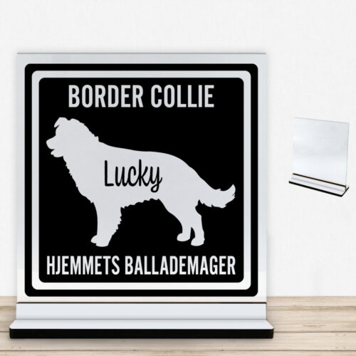 MyPets Border Collie | Glasskilt inkl. fod med farvet overflade