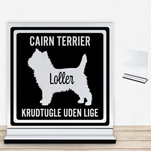 MyPets Cairn Terrier | Glasskilt inkl. fod med farvet overflade