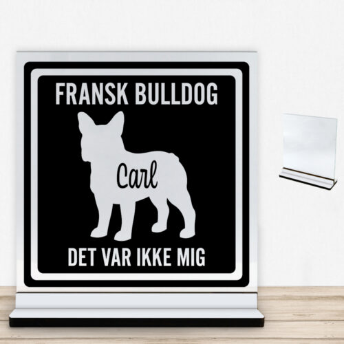 MyPets Fransk Bulldog | Glasskilt inkl. fod med farvet overflade