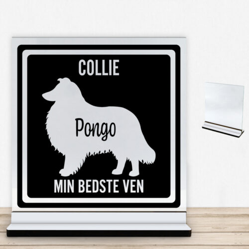 MyPets Collie | Glasskilt inkl. fod med farvet overflade