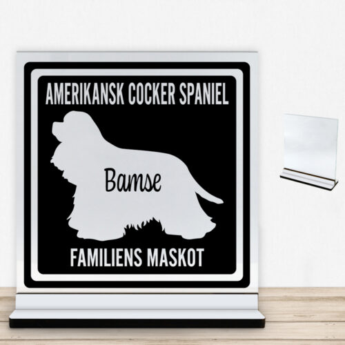 MyPets Amerikansk Cocker Spaniel | Glasskilt inkl. fod med farvet overflade