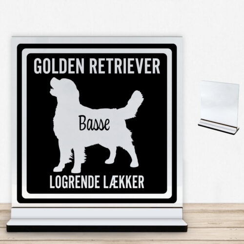 MyPets Golden Retriever | Glasskilt inkl. fod med farvet overflade