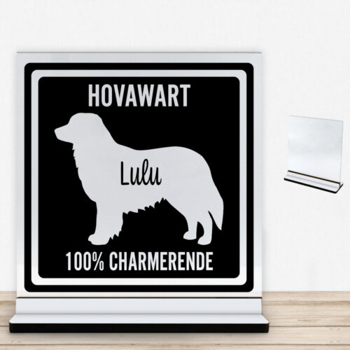 MyPets Hovawart | Glasskilt inkl. fod med farvet overflade