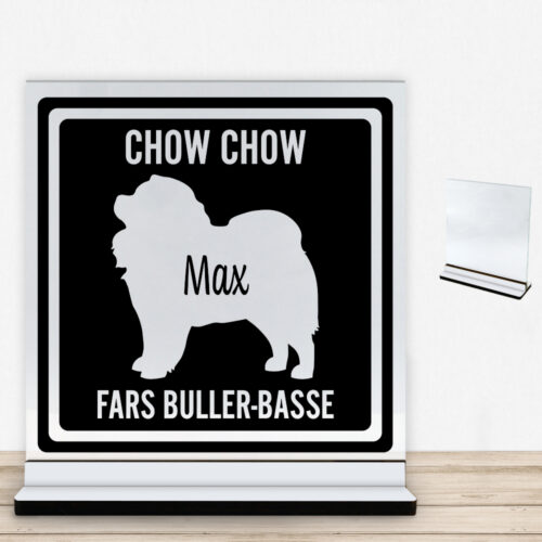 MyPets Chow Chow | Glasskilt inkl. fod med farvet overflade