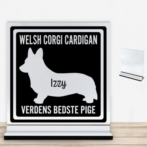 MyPets Welsh Corgi Cardigan | Glasskilt inkl. fod med farvet overflade