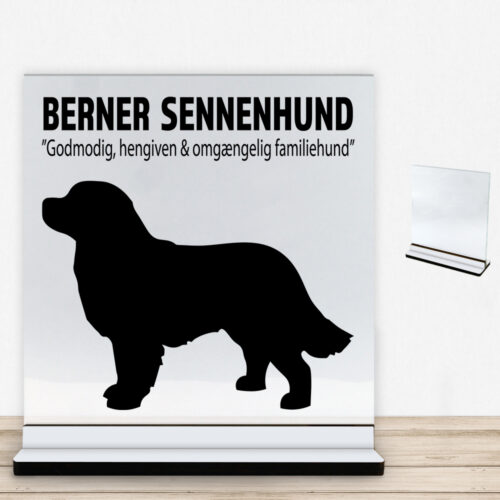 Simply Pets Berner Sennenhund | Glasskilt inkl. fod med farvet overflade