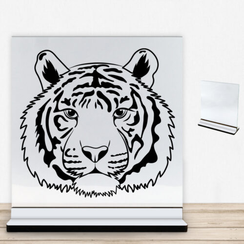 TigerFace design 1 | Glasskilt inkl. fod med farvet overflade