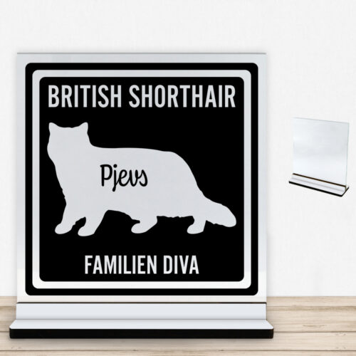 MyPets British Shorthair | Glasskilt inkl. fod med farvet overflade