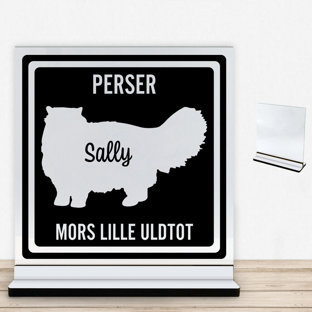 MyPets Perser | Glasskilt inkl. fod med farvet overflade