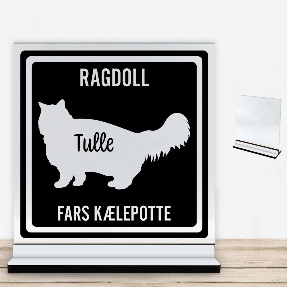 MyPets Ragdoll | Glasskilt inkl. fod med farvet overflade