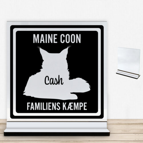MyPets Maine Coon | Glasskilt inkl. fod med farvet overflade