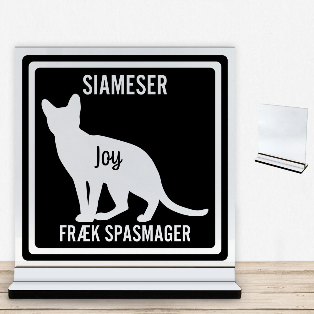 MyPets Siameser | Glasskilt inkl. fod med farvet overflade