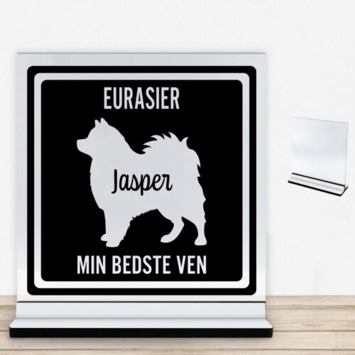 MyPets Eurasier | Glasskilt inkl. fod med farvet overflade