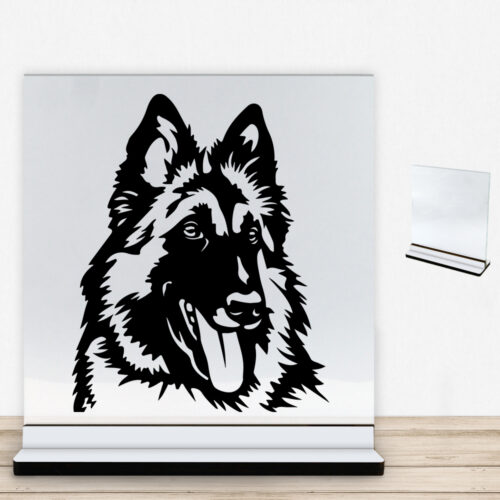 DogFace Tervueren | Glasskilt inkl. fod med farvet overflade