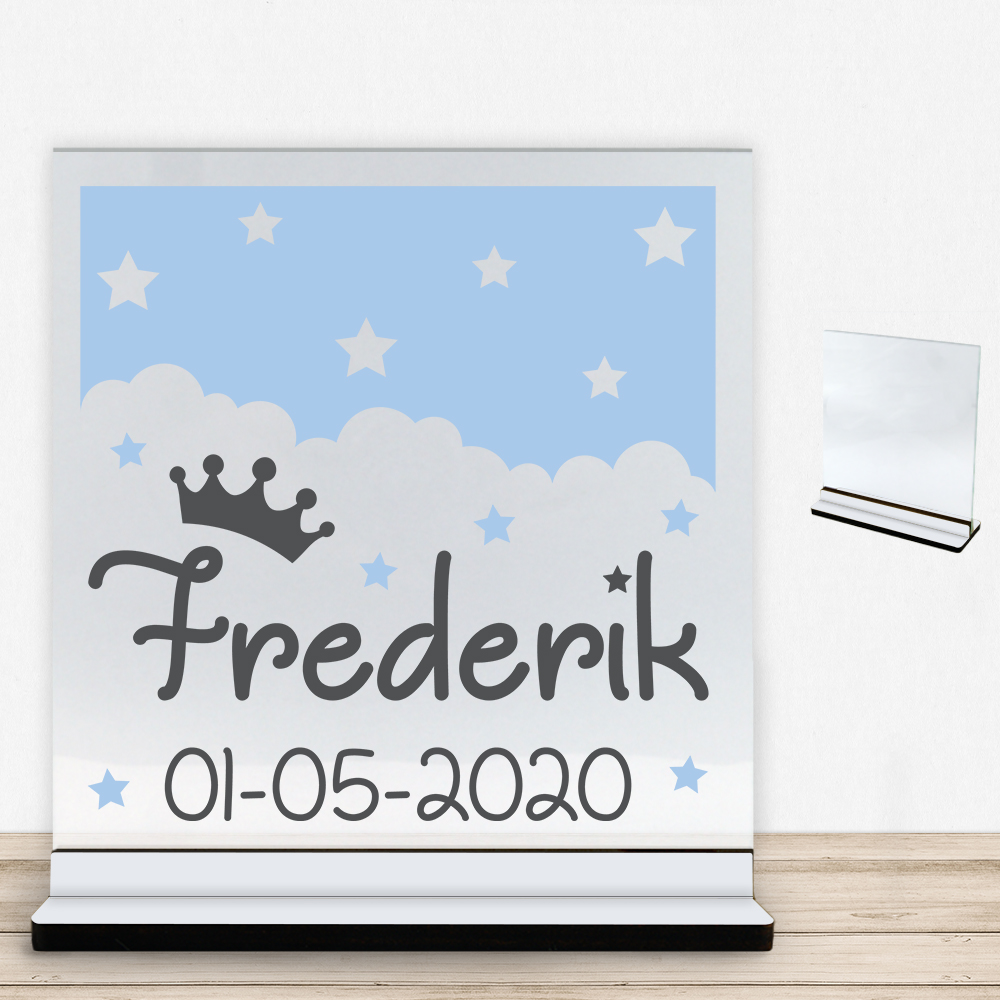 Nightsky design 2 | Glasskilt inkl. fod med farvet overflade
