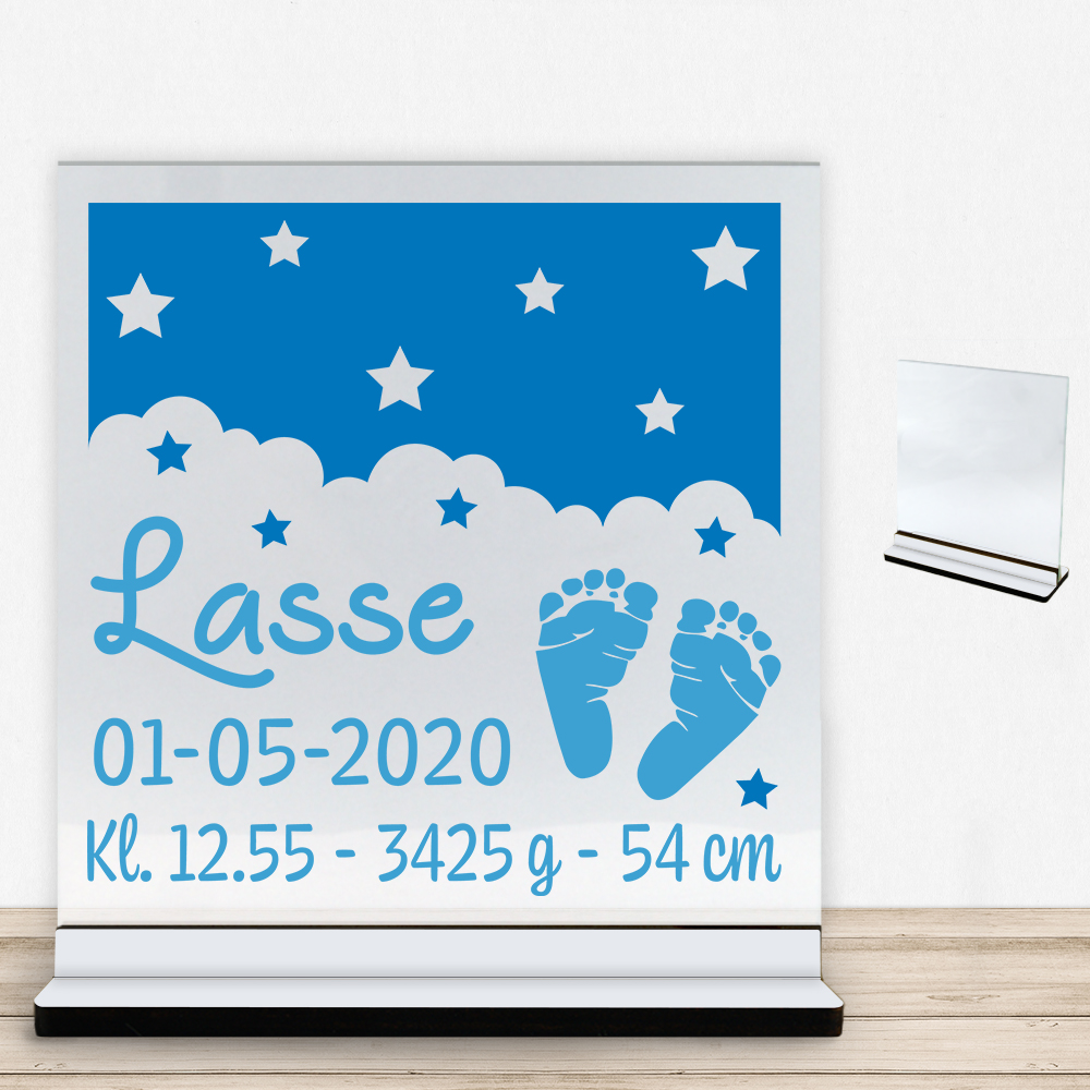 Nightsky design 4 | Glasskilt inkl. fod med farvet overflade