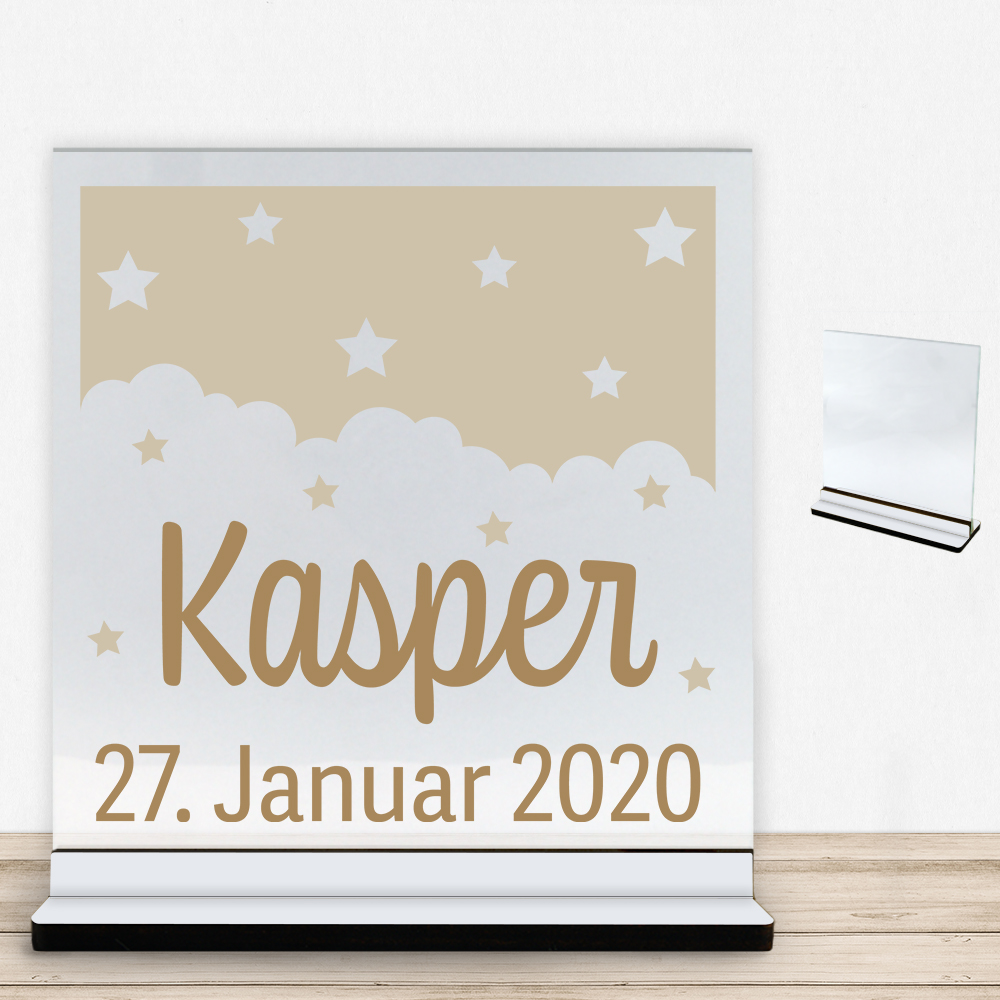 Nightsky design 12 | Glasskilt inkl. fod med farvet overflade