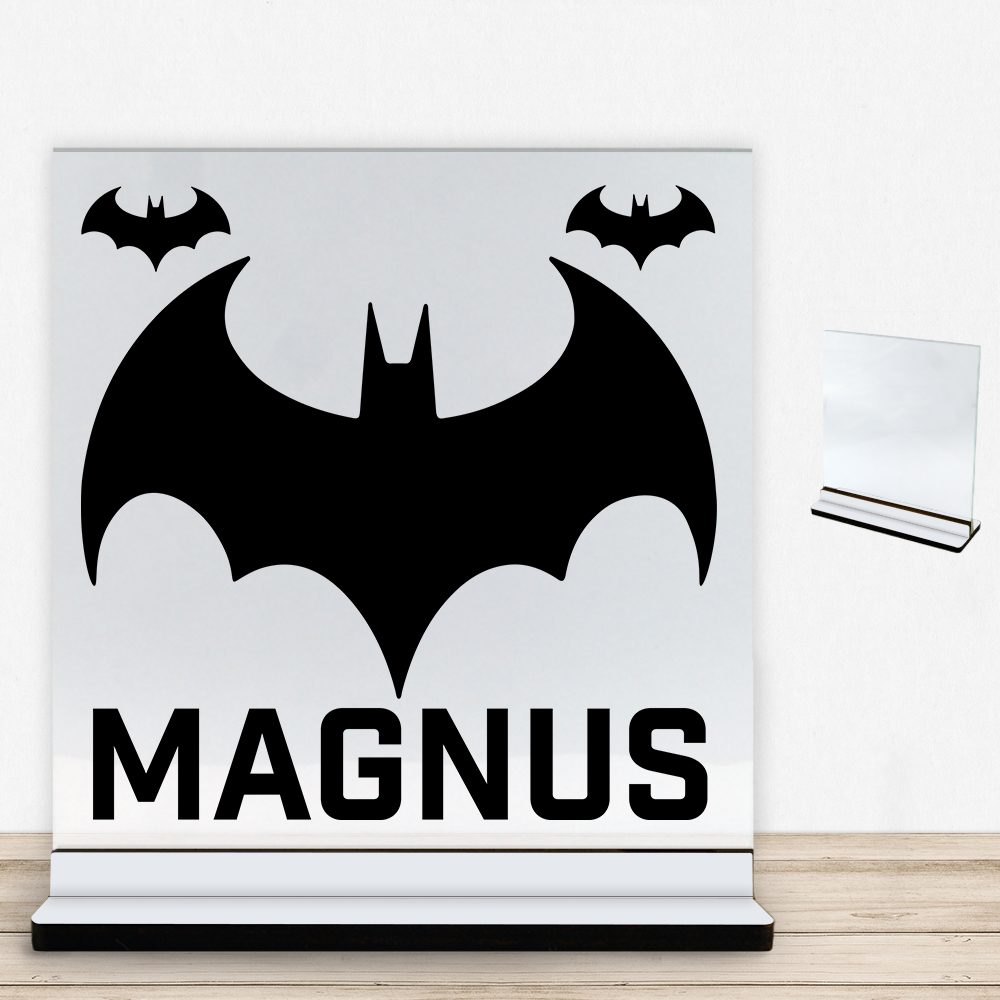 Superhero design 2 | Glasskilt inkl. fod med farvet overflade